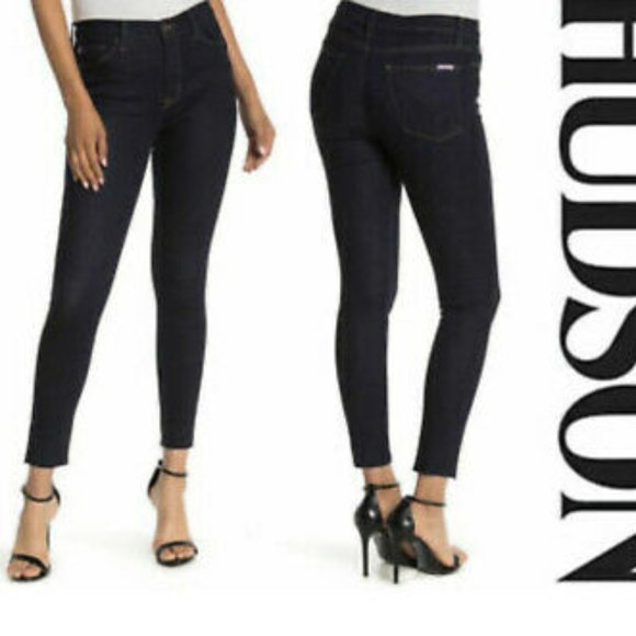 Hudson Blair High Rise Super Skinny Crop Dark Blue Wash Jeans Size 29 - Picture 1 of 10